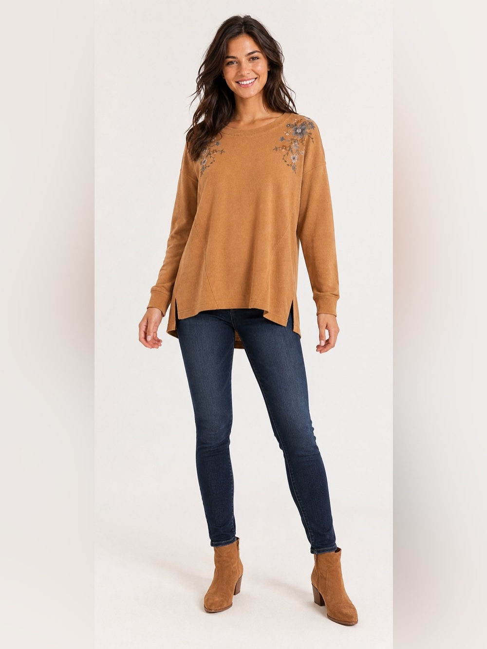 American Eagle Ahh Mazingly Soft Floral Embroidered Long Sleeve Top XSmall